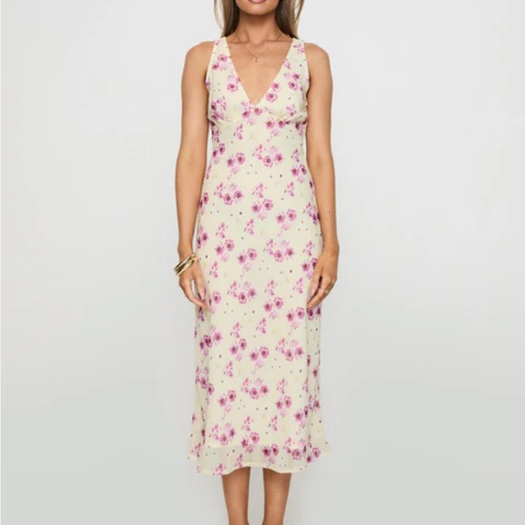 Nellie Midi Dress Yellow Floral